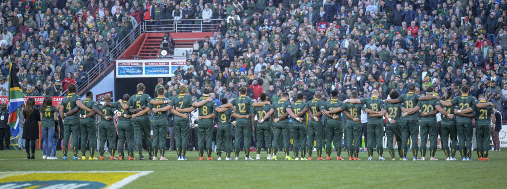 Springboks lineup for the anthem