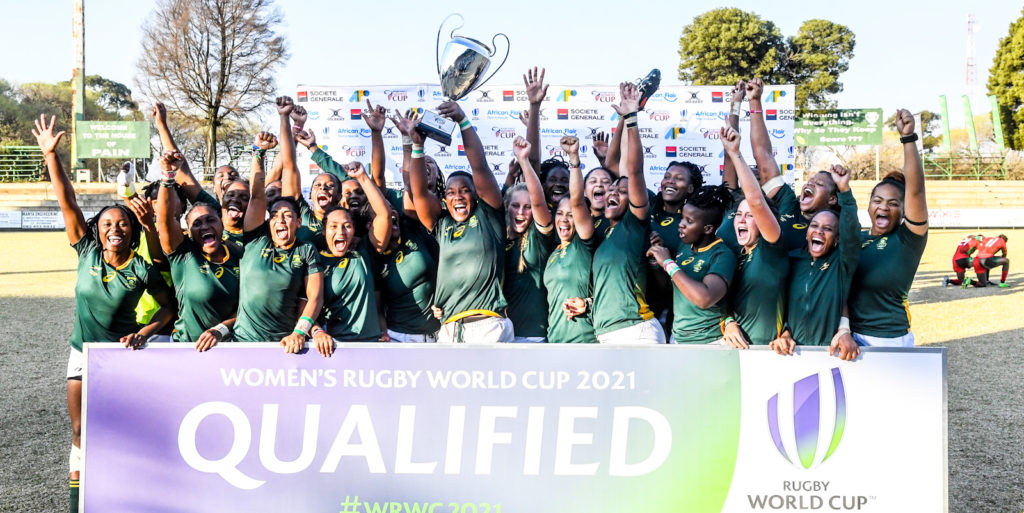 The Springbok Women celebrate their 2021 World Cup qualification