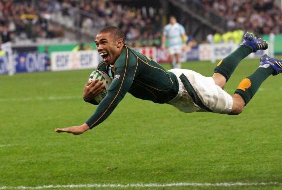 Bryan Habana scores at the 2007 World Cup
