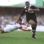 Jonah Lomu in full flight at the 1995 World Cup