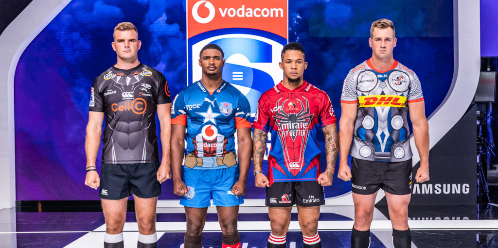 The Super Rugby teams in their Super Hero kits
