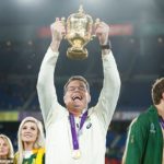 Rassie Erasmus hoists the World Cup trophy/Getty Images