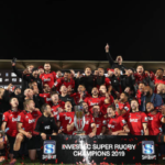 The Crusaders celebrate their 2019 Super Rugby win