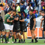 New Zealand and the Blitzboks shake hands at the Cape Town Sevens
