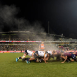 The Reds and Brumbies scrum in a Super Rugby match