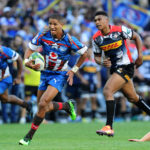 Manie Libbok of the Bulls scores a late try during the 2019 Super Rugby game the Stormers and the Bulls at Newlands
