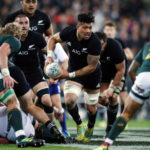 Ardie Savea of the All Blacks on the charge during The Rugby Championship match between the New Zealand All Blacks and the South Africa Springboks at Westpac Stadium