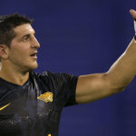 Tomas Cubelli of Jaguares gives a thumb up to fans at the end of a match between Jaguares and Reds