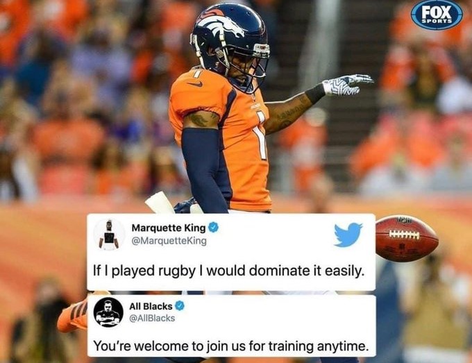NFL star Marquette King drew a reaction from the All Blacks