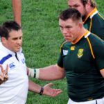 Bryce Lawrence with former Bok captain John Smit