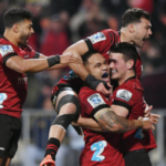 The Crusaders celebrate Will Jordan's try