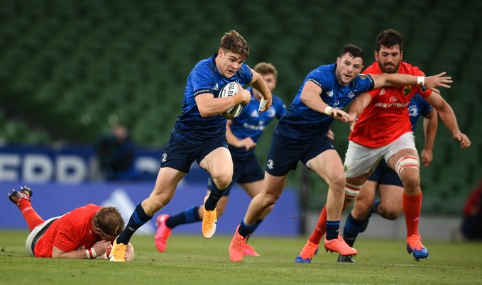 Leinster's Garry Ringrose on the charge against Munster