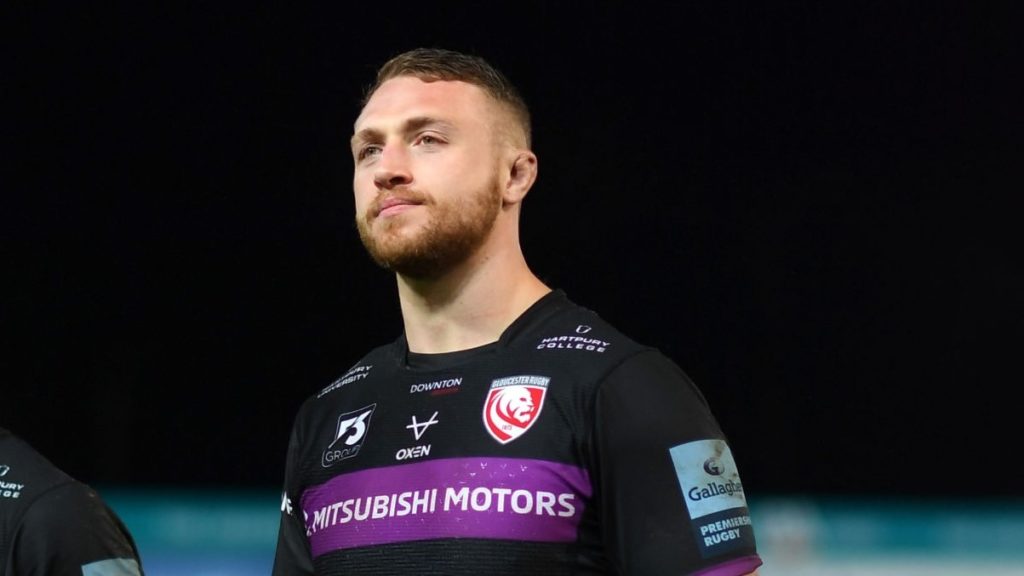 GLOUCESTER, ENGLAND - FEBRUARY 14: Ruan Ackermann of Gloucester Rugby(R) looks on during the Gallagher Premiership Rugby match between Gloucester Rugby and Exeter Chiefs at Kingsholm Stadium on February 14, 2020 in Gloucester, England. (Photo by Harry Trump/Getty Images)