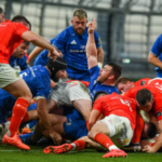 Leinster celebrate their try against Munster in the Pro14 semi-final