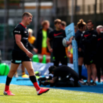 Owen Farrell leaves the field after being red carded