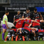 The Sharks prepare to scrum against the Lions