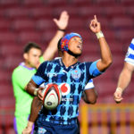 Bulls wing Kurt-Lee Arendse celebrates