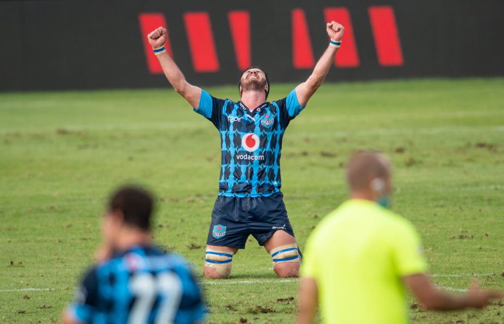 Ruan Nortje celebrates the Bulls' Currie Cup victory