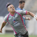 Pumas flyhalf Devon Williams celebrates scoring against the Bulls in the Currie Cup