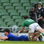 France wing Damian Penaud scores the winning try against Ireland