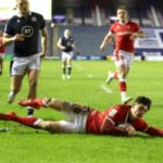 Louis Rees-Zammit scores for Wales in the Six Nations