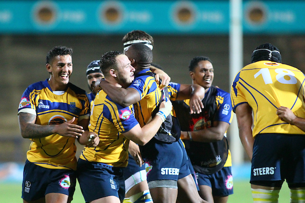 UWC celebrate a win in the Varsity Cup Bloemfontein