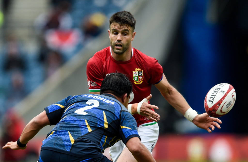 Conor Murray of British and Irish Lions in action against Atsushi Sakate of Japan during the 2021 British and irish Lions tour match between the British and Irish Lions and Japan at BT Murrayfield Stadium in Edinburgh, Scotland.